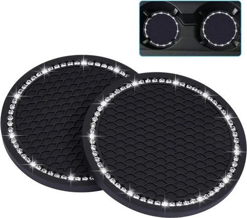 Miniatura 9 de Wisdompro - Posavasos para automóvil, paquete de 2 posavasos de PVC para automóvil, antideslizantes, accesorios universales para el interior del Rosa