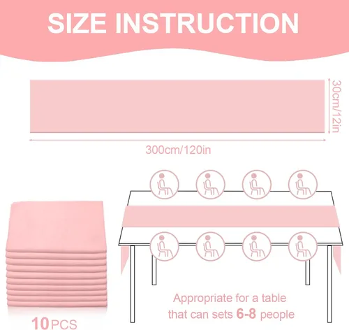 Miniatura 2 de Paquete de 10 Caminos de Mesa de Gasa Rosa Bebé de 10 Pies para Boda, Camino de Mesa de Tul Romántico Transparente para Navidad, Boda, Novia, Fiesta