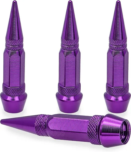 Miniatura 61 de 4 piezas de tapas de válvula de rueda con estilo púas, cubiertas universales de válvula de rueda de aleación de aluminio a prueba de polvo