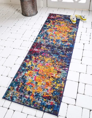 Miniatura 10 de Unique Loom - Colección Estrella, colores oscuros, tapete abstracto moderno y desgastado (3' 3 x 5' 3 rectangular, multi/azul marino)
