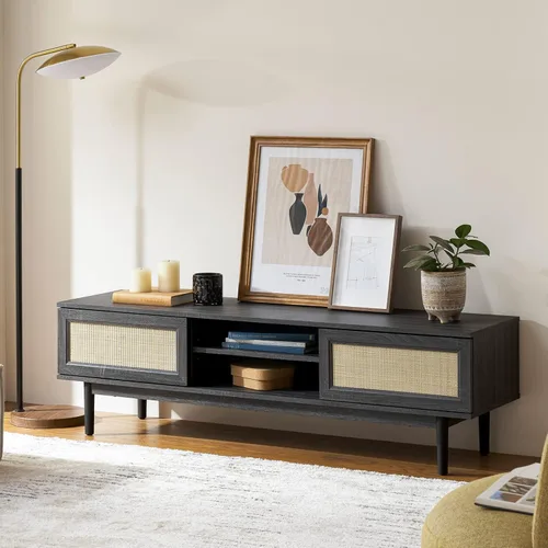 Miniatura 12 de mopio Brooklyn Soporte de TV Moderno de Mediados de Siglo, para TVs de hasta 50" / 59" Panel de Forma de Onda, Perfil Curvo Elegante con Estante