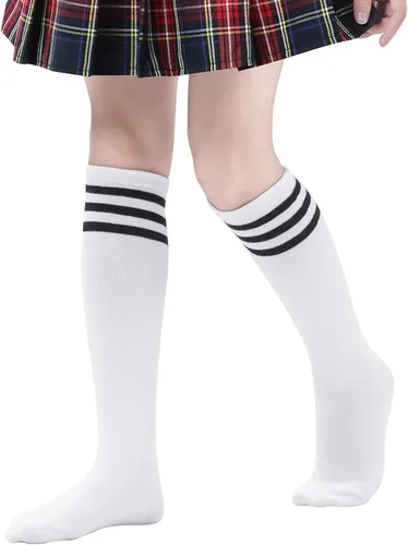 Miniatura 3 de Calcetines para niños uniformes hasta la rodilla calcetines de fútbol deportivos calcetines de tubo a rayas para niños y niñas