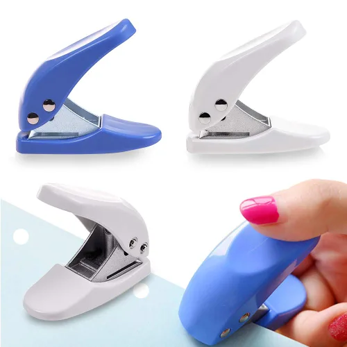 4 mini perforadoras de papel de 1 agujero, perforadora portátil de mano, 10 hojas a la vez, color aleatorio