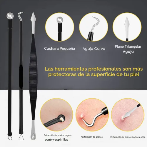 Miniatura 3 de Boxoyx - Kit de herramientas para reventar espinillas, kit de 10 piezas para eliminar puntos negros, kit extractor de comedones con caja