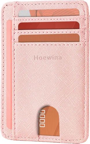 Miniatura 27 de Hoewina Cartera delgada para hombre, bolsillo frontal minimalista con bloqueo RFID, billetera de cuero delgada para tarjetas de viaje, regalos