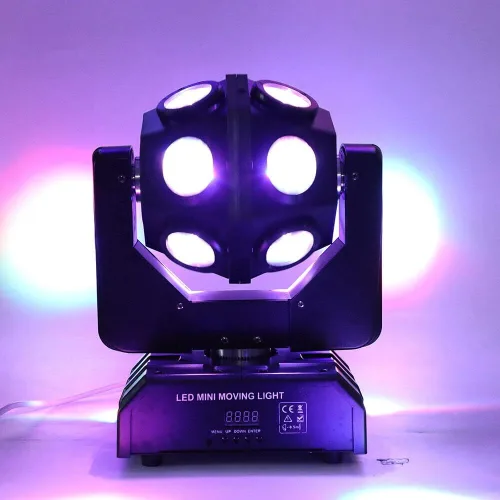 Miniatura 8 de Luz LED de cabeza móvil de 150 W, 4 en 1, RGBW, 12 luces LED de escenario giratorias, DMX512, activadas por sonido, luces de haz de DJ, luz