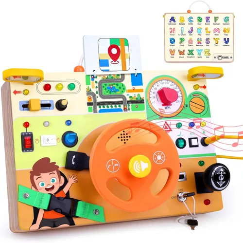 Hoarosall Tabla de Actividades, Juguetes Montessori para Niños y Niñas de 1 a 3 Años, Actividades de Viaje para Niños Pequeños, Juguete Sensorial