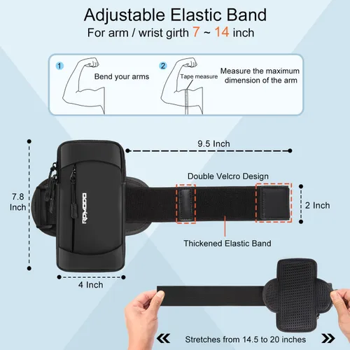 Miniatura 5 de Soporte de teléfono para correr, banda de brazo de gran capacidad para teléfono para correr y caminar, soporte ligero para teléfono celular