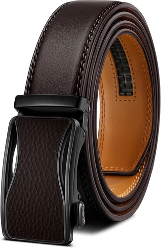 Miniatura 19 de BULLIANT - Cinturón de trinquete para hombre, cinturón de cuero deslizante ajustable para regalo, para vestido casual de hombre, 1 3/8
