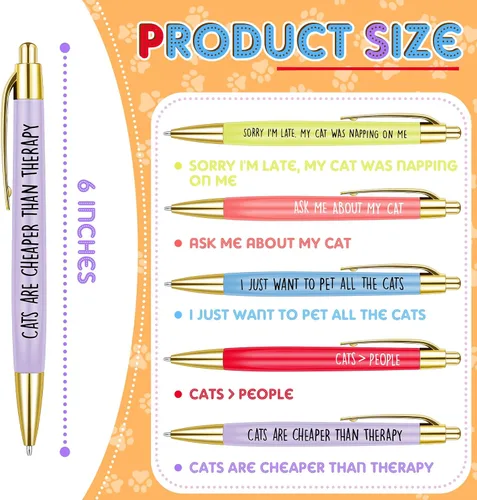 Miniatura 3 de 10 unidades de bolígrafos para amantes de mascotas, juego de bolígrafos para gatos y perros con frase divertida, bolígrafo negro de uso diario