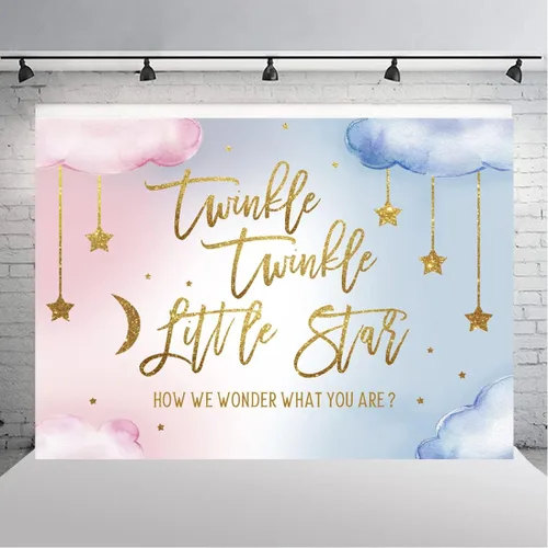 Miniatura 7 de Lofaris Twinkle Twinkle Little Star - Telón de fondo para revelación de género para niño o niña, rosa o azul, con texto en inglés «How We Wonder