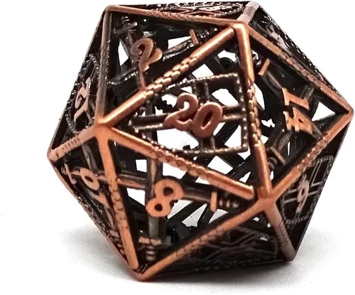 Miniatura 7 de Dados huecos de Devine Retribution - Dados poliédricos de metal con diseño de espadas y escudos (Gun Metal D20)