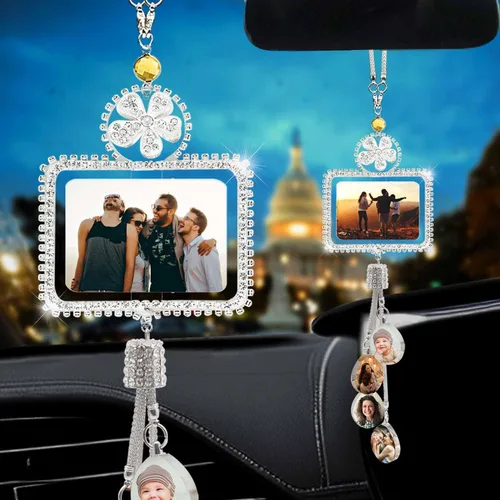 Miniatura 14 de Accesorios de coche colgantes de cristal con foto personalizada para mujeres y hombres, imágenes personalizadas para espejo retrovisor del Style 17