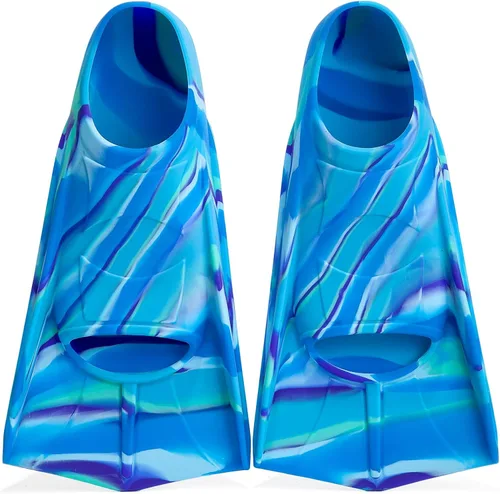 Miniatura 27 de Aletas de natación para niños, aletas cortas para niños y jóvenes, aletas de natación para entrenamiento de natación para niños, niñas, niños Azul