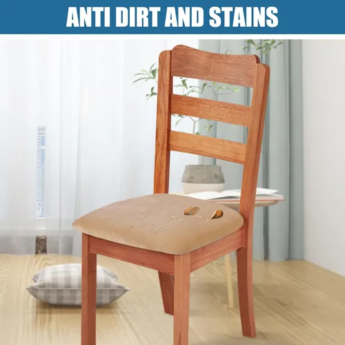 Miniatura 3 de Smiry - Fundas de asiento de terciopelo para silla de comedor, juego de 2, ajuste elástico, extraíbles y lavables, fundas protectoras de cojín