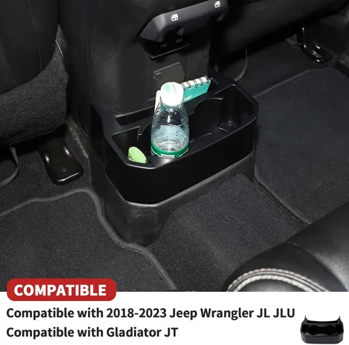Miniatura 6 de Portavasos trasero apto para Jeep Wrangler JL JLU y Gladiator JT 2018-2026, caja de almacenamiento para asiento trasero, bandeja organizadora
