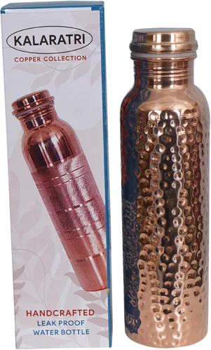 Miniatura 3 de COPPER BOTTLE - Botella de agua de cobre puro de 34 onzas, a prueba de fugas (34 onzas) (martillado)