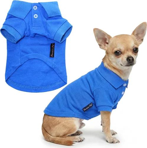Miniatura 37 de Parisian Pet Polo para perro – Camisa de algodón transpirable en amarillo sólido – Ropa de verano tipo pullover con cuello abotonado para perros