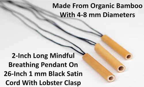 Miniatura 8 de Paquete de 3 collares de bambú natural de respiración consciente de Stress Straws para meditación y ansiedad, Bambú