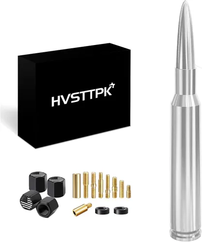 Miniatura 10 de Antena para camión, diseño de bandera estadounidense, con tapas de vástago de válvula, mástil de antena universal, accesorios de camión y auto