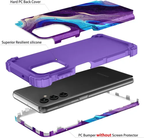 Miniatura 4 de Hocase Funda para Galaxy A13 5G, resistente a prueba de golpes, protección con parachoques de goma de silicona suave + plástico duro, funda