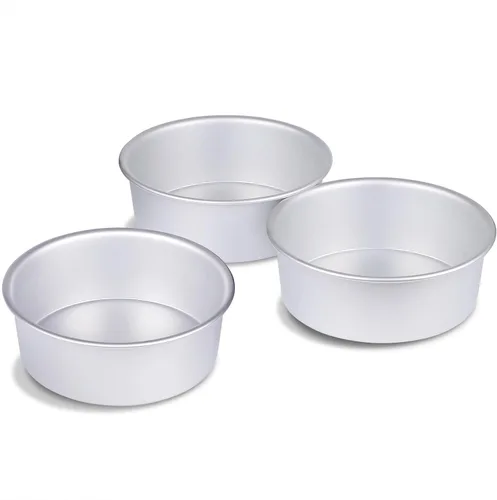 Miniatura 11 de Molde redondo de aluminio de 4 pulgadas, 8 piezas antiadherentes para hornear tartas, juego de moldes redondos para hornear en capas, para el hogar