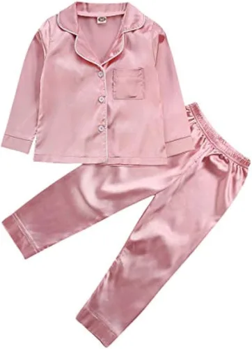 Miniatura 26 de Conjunto de pijama de manga larga con botones para niña pequeña, conjunto de ropa de dormir