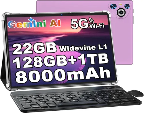 Miniatura 8 de Tablet de 10 pulgadas, 22 GB de RAM+128 GB ROM+1 TB Expand, Android 14 Tablet con teclado y mouse, batería de 8000 mAh, pantalla IPS de 1280 x 800