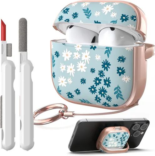 Miniatura 19 de TATOFY Funda con cerradura para estuche de Airpods Pro, funda rígida de flores para iPod Pro para mujeres y niñas con soporte para teléfono y kit