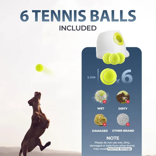 Miniatura 5 de ALL FOR PAWS Lanzador automático de bolas para perros, máquina interactiva para cachorros, bolas para mascotas, para exteriores, 6 bolas incluidas