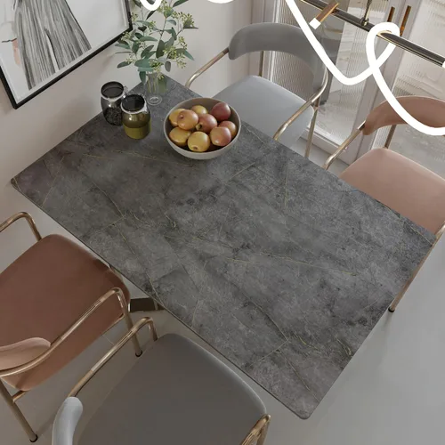 Miniatura 3 de BOMENG Papel Pintado de Mármol Gris 16"x80" Cubiertas de Encimera Brillantes para Despegar y Pegar, Papel de Contacto de Mármol Dorado Grueso, Papel