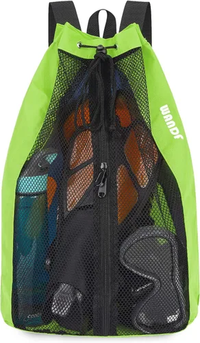 WANDF Bolsa de Natación Mochila de Malla con Cordón Mochila de Playa para Natación, Gimnasio y Equipo de Entrenamiento Verde Fluorescente