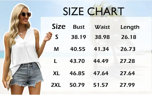 Miniatura 5 de Glanzition Camisetas de verano para mujer, ajuste holgado, cuello en V, holgadas, suaves y sin mangas