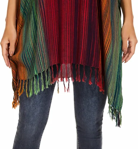 Miniatura 6 de Blusa tipo caftán con rayas bohemias para mujer, talla extra grande XL a 4X