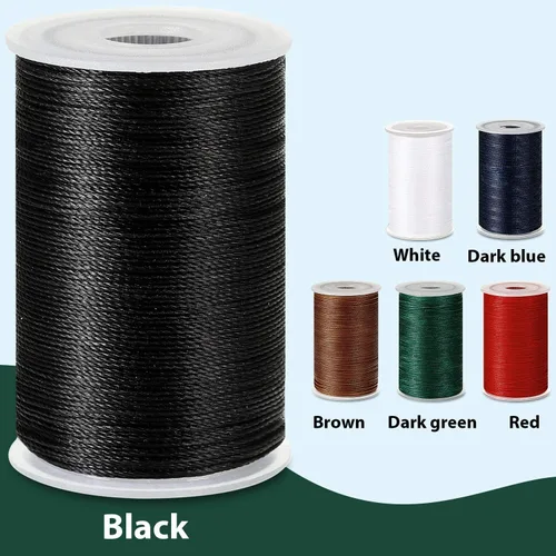 Miniatura 3 de 6 rollos de hilo fuerte para tapicería, hilo encerado de alta resistencia con agujas de costura a mano para máquina de manualidades de cuero de rojo