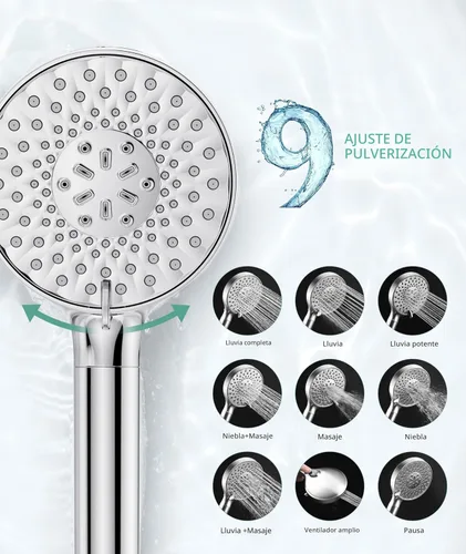 Miniatura 4 de SR SUN RISE Cabezal de ducha filtrado con mango de alta presión, 9 modos de rociado, cabezal de ducha desmontable, filtros suavizadores de agua