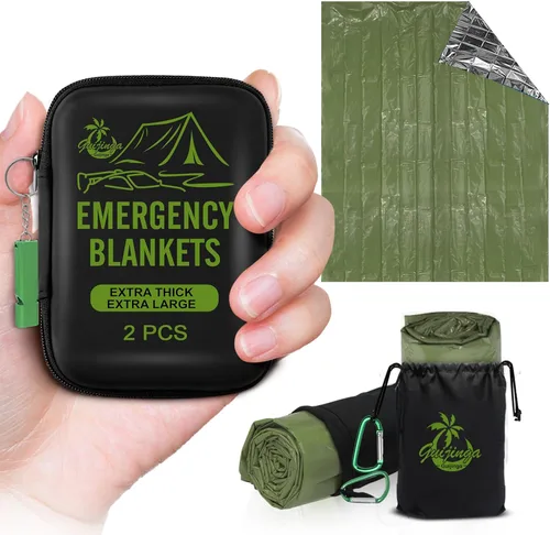 Miniatura 8 de Mantas de emergencia para supervivencia, paquete de 2/4 mantas espaciales, manta de supervivencia gigante y extremadamente gruesa, adecuada
