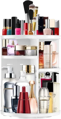 Miniatura 8 de Organizador de maquillaje giratorio de 360 grados, organizador de cosméticos ajustable para bricolaje, carrusel de maquillaje, estante giratorio