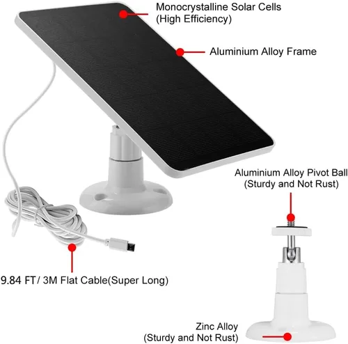 Miniatura 2 de Cargador de panel solar - Resistente a la intemperie, panel solar de 4 W 5 V, montaje en pared, panel de carga solar de baja potencia, impermeable