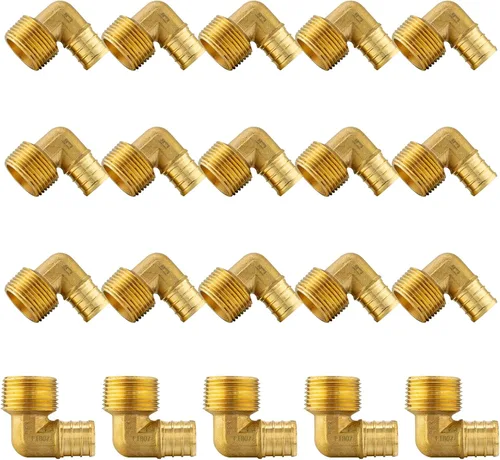 Miniatura 17 de Paquete de 5 accesorios PEX, adaptador de codo NPT roscado macho Pex de 1/2 pulgadas x 3/4 pulgadas, accesorios de engarce de latón, para tubería