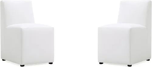 Miniatura 20 de Manhattan Comfort Anna - Silla de comedor moderna cuadrada con tapicería de piel sintética de pies a cabeza y acolchado de plástico para pies, Crema