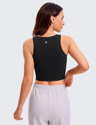 Miniatura 2 de CRZ YOGA Butterluxe - Camiseta corta de doble forro para mujer, cuello alto, espalda cruzada, sin mangas, casual, para entrenamiento