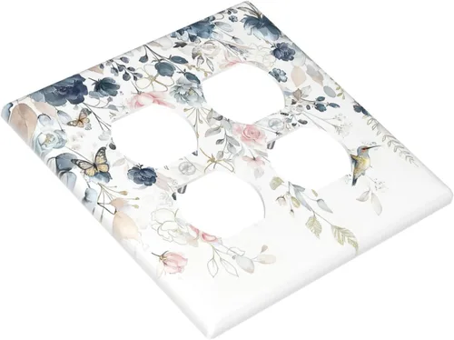 Miniatura 128 de Decorative Outlet Covers Blue Background White Cat Daisy Floral 2-Gang 1-Gang Wall Plate Single Toggle/Rocker Farmhouse Style Light Switch Covers