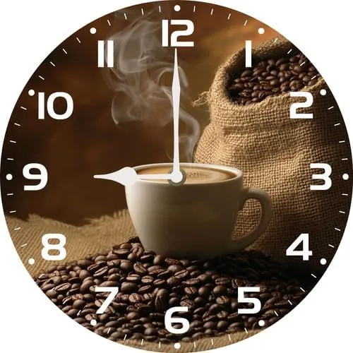 Miniatura 10 de FemiaD Relojes de pared capuchino reloj de pared con manecilla de hora negra de 10 pulgadas, redondo, de madera, funciona con pilas, silencioso, sin