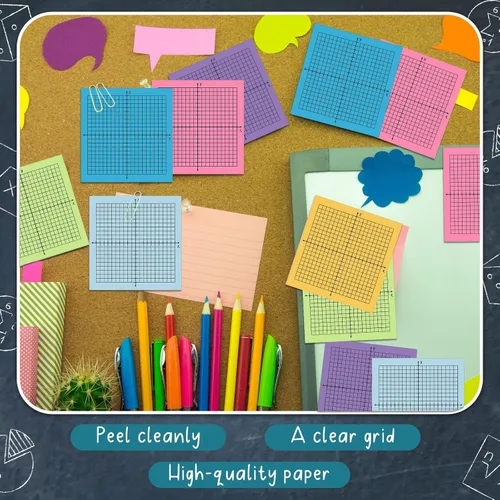 Miniatura 6 de Sabary 8 paquetes de notas adhesivas de papel cuadriculado, 400 hojas de 3 x 3 pulgadas, mini blocs de gráficos lineados de 20 x 20, notas adhesivas