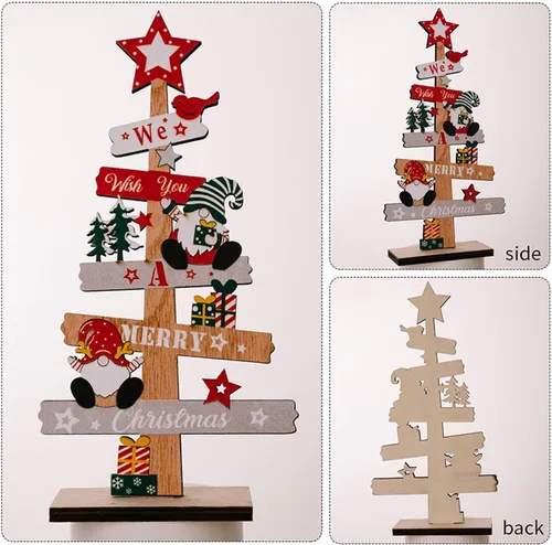 Miniatura 3 de Adornos de Gnomo de Árbol de Navidad para el Hogar, Mesa, Adornos de Navidad de Madera para Fiestas en la Oficina, Decoración de Bandeja Escalonada