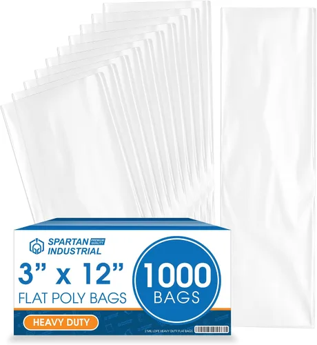 Bolsas de polietileno planas de extremo abierto de 3 x 12 pulgadas (1000 unidades) – Bolsas de plástico transparentes termosellables de 2 mil para