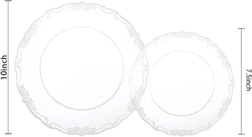 Miniatura 2 de U-QE 100 platos de plástico transparente, platos desechables transparentes, platos de plástico duro de alta calidad para fiestas, vacaciones