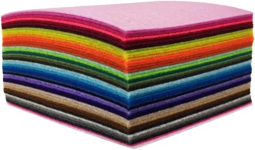 Miniatura 5 de flic-flac 44 piezas de 4 x 4 pulgadas (10 x 10 cm) hojas de tela de fieltro colores variados para costura de parches DIY artesanías 1 mm de grosor