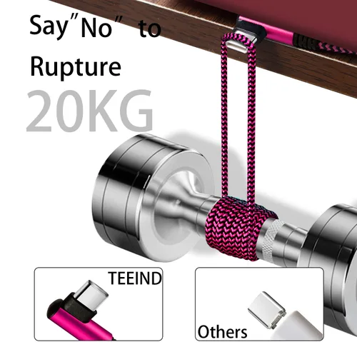 Miniatura 7 de Teeind Cable de ángulo USB C: [90 grados/6 pies/4 unidades/paquete de 4] Cable USB C de nailon compatible con Samsung Galaxy S10/S10e/9/Note 10